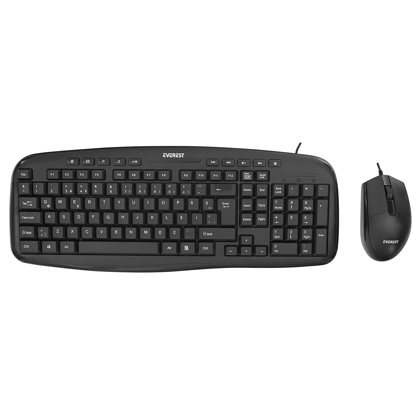 EVEREST UN-795 Kablolu USB Q Trk Siyah Klavye - Mouse Set