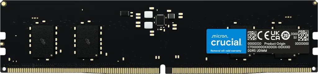 CRUCIAL 8GB DDR5 4800MHZ CL40 PC RAM VALUE CT8G48C40U5