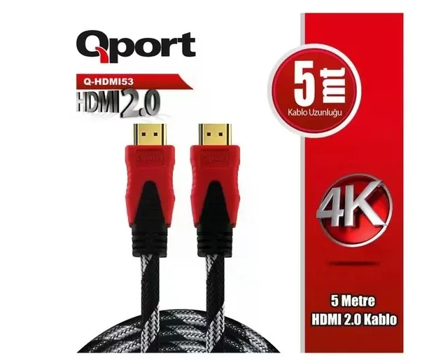 QPORT 5metre Q-HDMI53 HDMI Kablo 2.0 4K Altın Uç