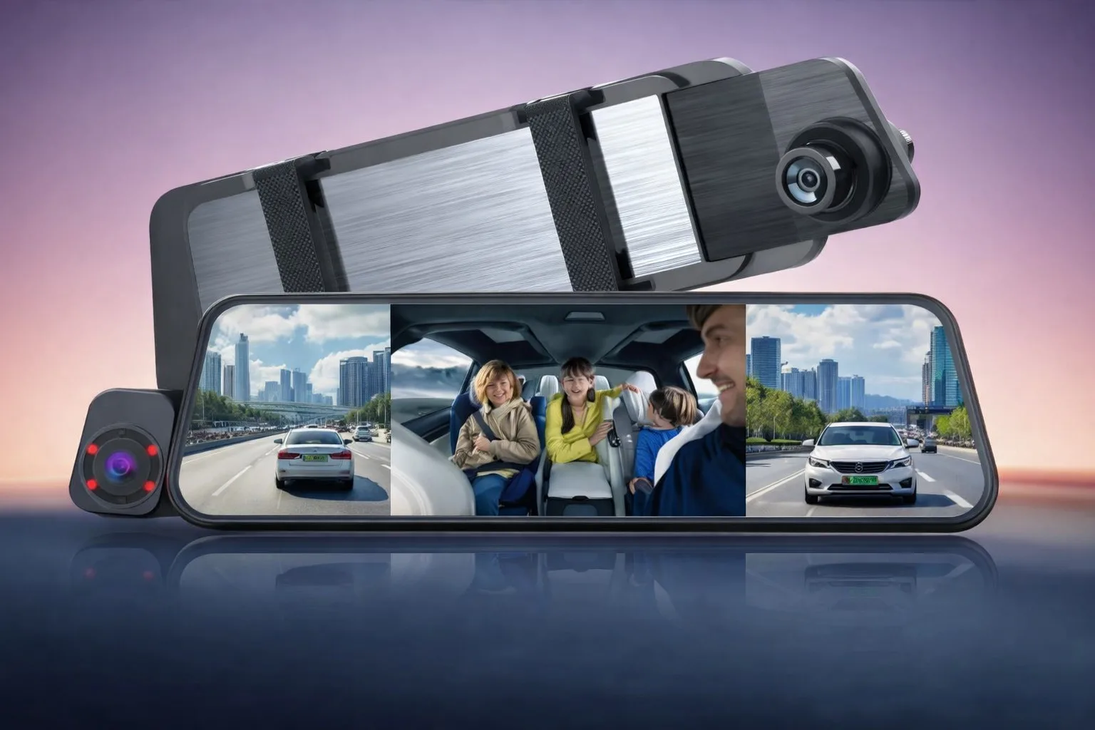 TWOGO GO-İC1PLUS 9,66 " IPS·Wide Angle İki Kameralı Araç İçi Kamera (İK11L)