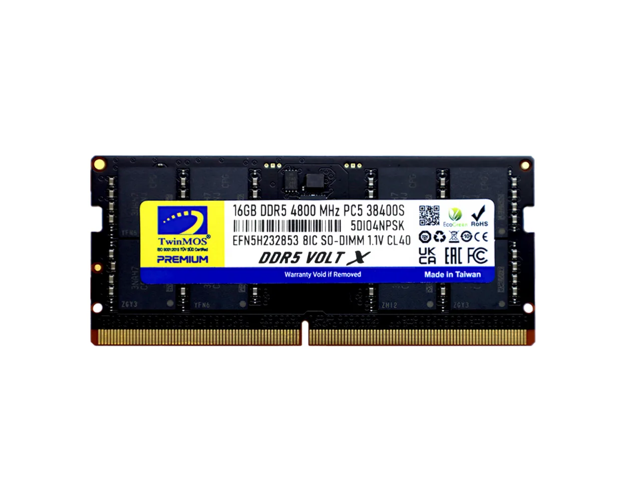 TWINMOS 16GB DDR5 4800MHZ CL40 NOTEBOOK RAM VOLT X TMD516GB4800S40