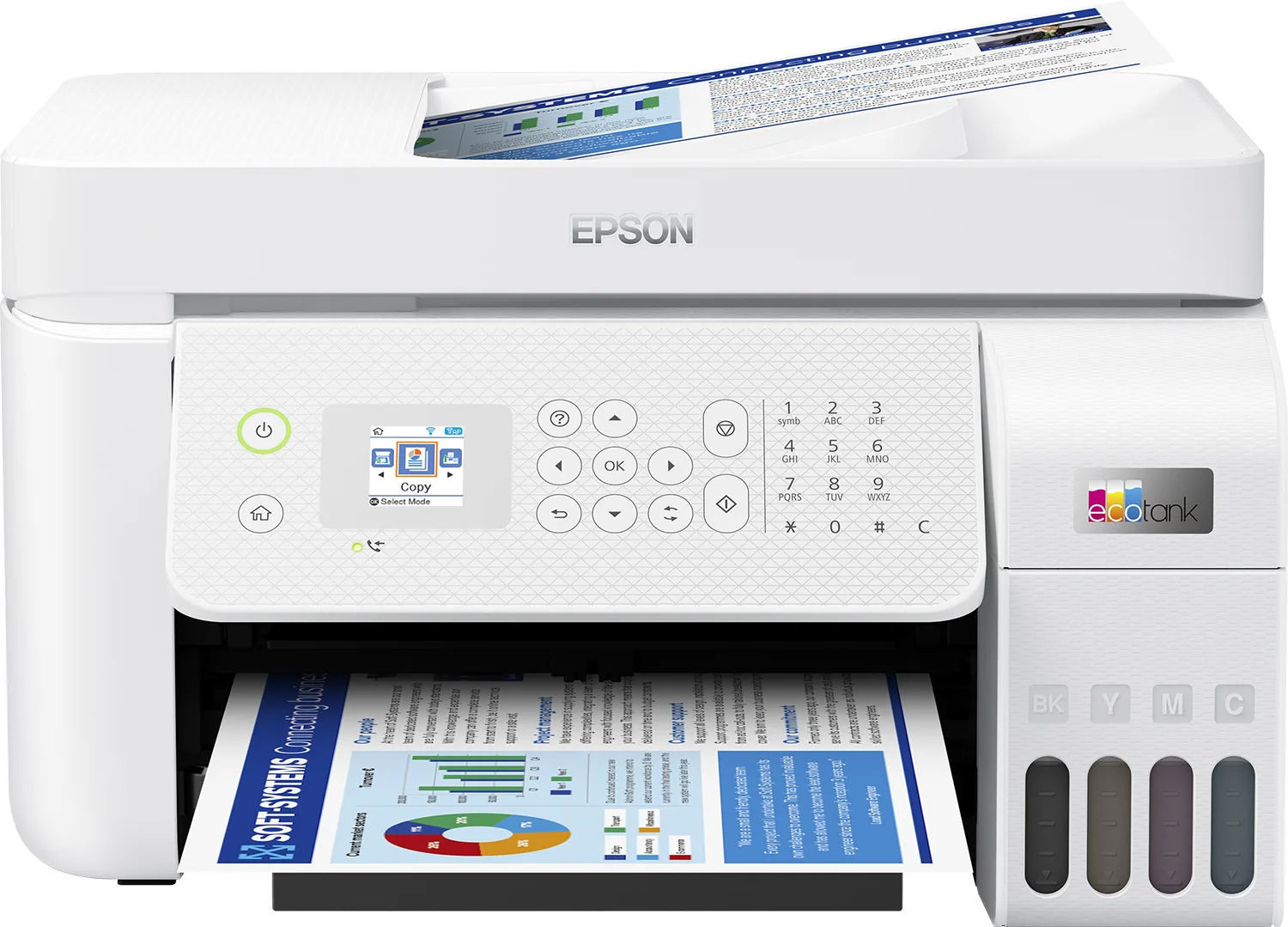 EPSON A4 Renkli L5296 Çok Fonksiyonlu Tanklı Yazıcı Fax USB 2.0,Ethernet,Kablosuz Beyaz